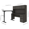 Bestar Prestige + Height Adjustable L-Desk with Hutch, Bark Gray/Slate 99886-000047